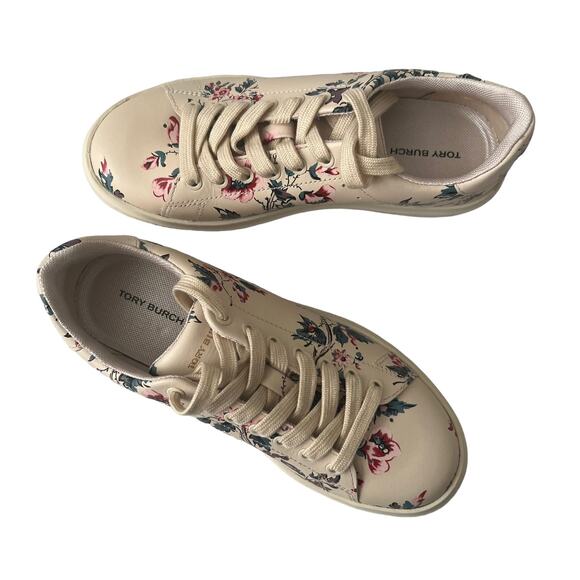 Tory Burch Howell Court Lyonnaise Low Top Floral Leather Sneaker … - Picture 4 of 13